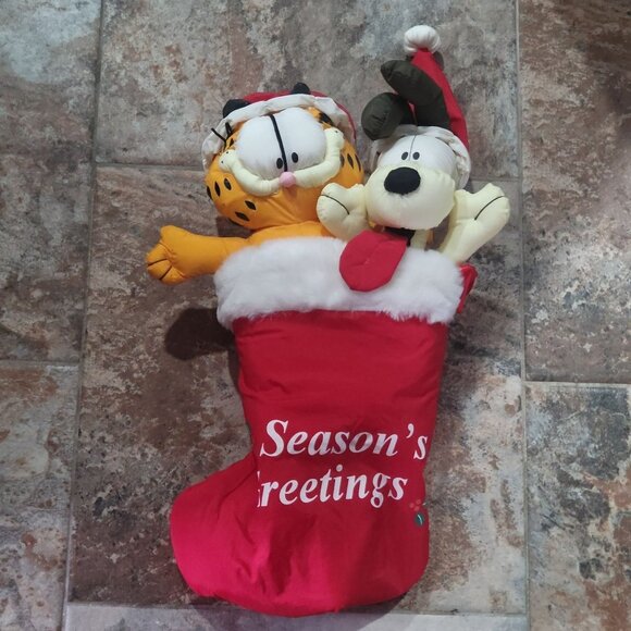 Vintage Garfield and Odie Christmas Stocking Plush Stuff It Stocking - Picture 1 of 10